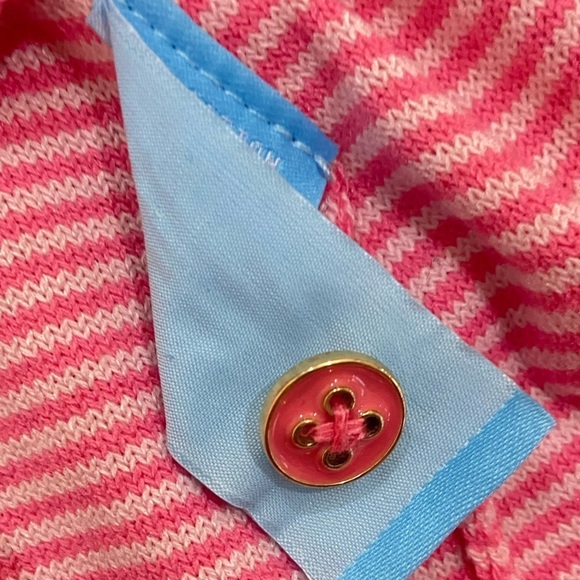 J.McLaughlin pink stripe long sleeve modal cotton top gold buttons sleeve medium - Picture 11 of 12